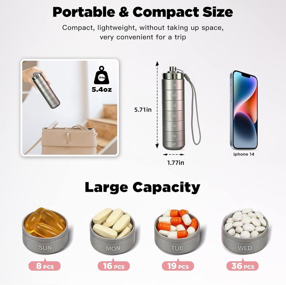 π LIMITED OFFER 50% OFF β Shop Now! π§³πMetal Travel Pill Organizer