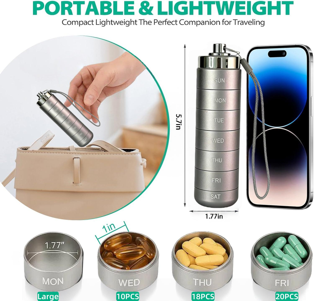 π LIMITED OFFER 50% OFF β Shop Now! π§³πMetal Travel Pill Organizer
